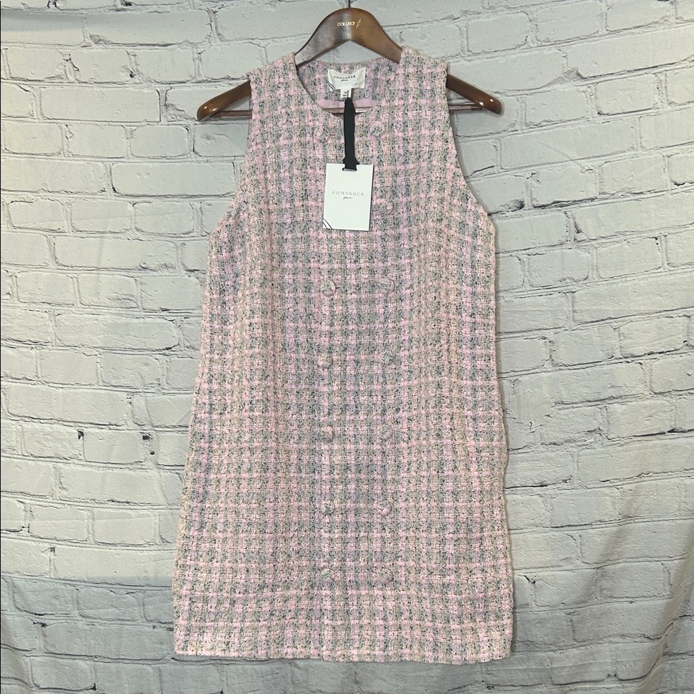 Tuckernuck Pomander Place Bianca Pink & Gray Sleeveless Tweed Dress Size X-Large